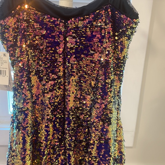 NWT - Aidan Mattox Multi Color Sequence Dress, Size 2 - Picture 6 of 6
